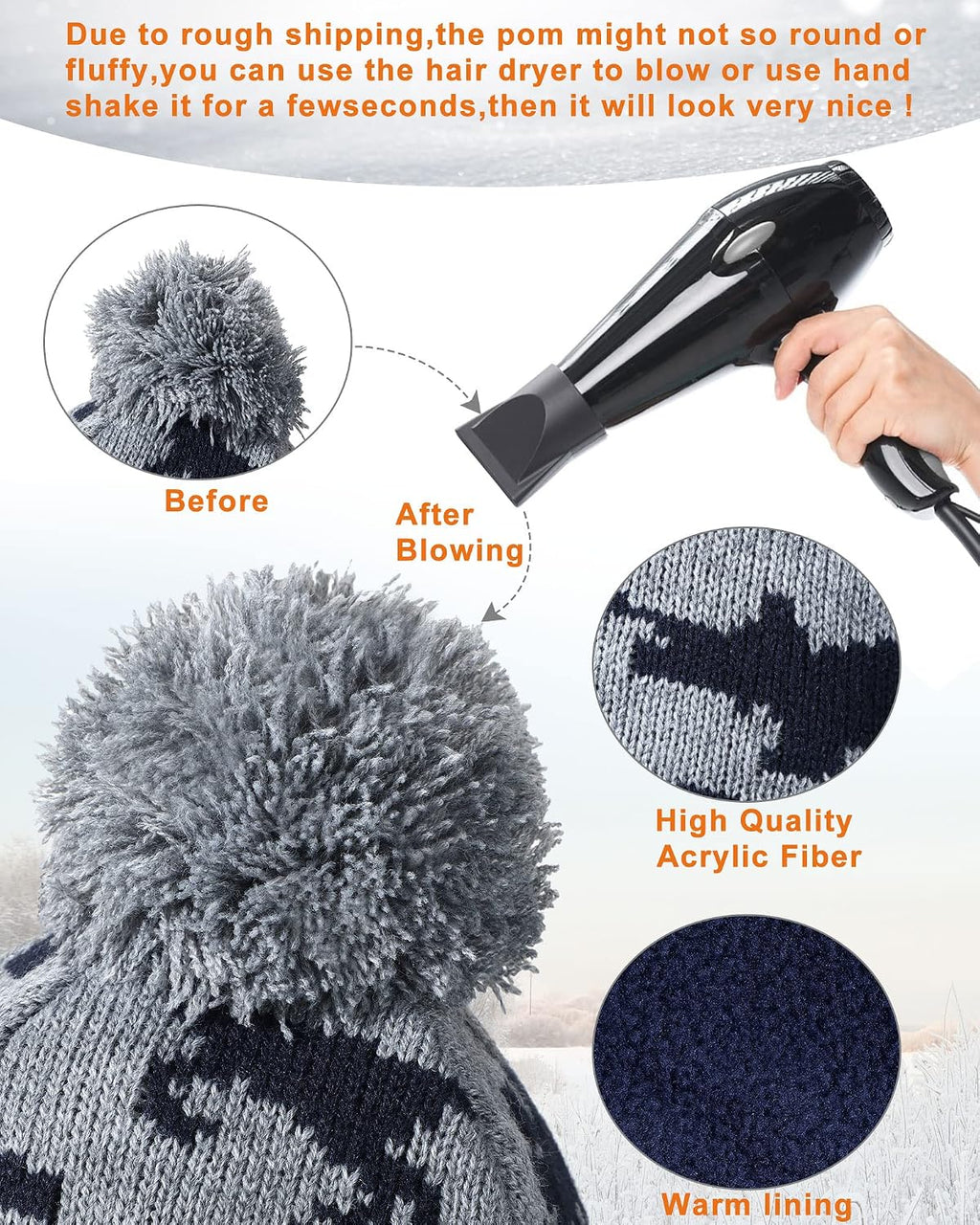 Winter Toddler Boys Hat Dinosaur Warm Mittens Scarf Set Pompom Baby Beanie Knitted Baby Hat Scarf Gloves Earflaps