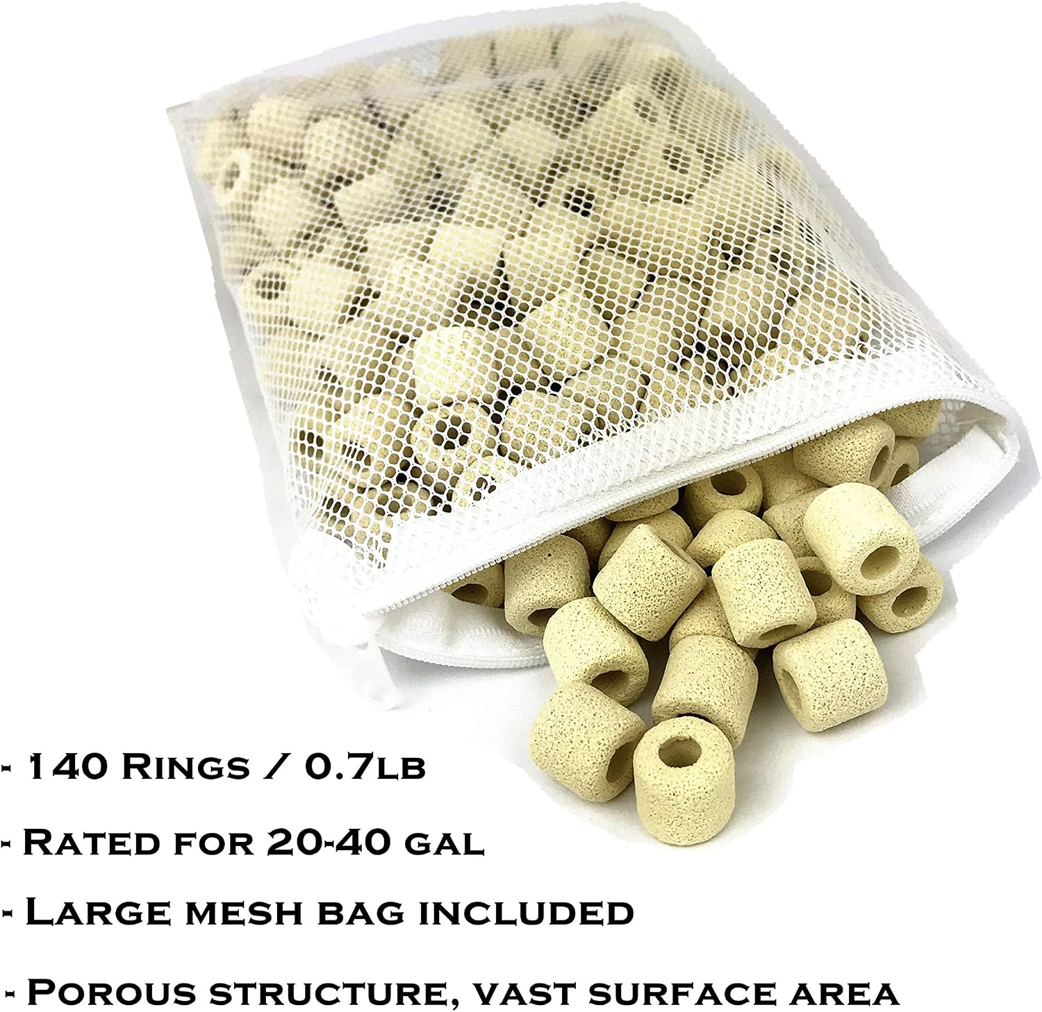 Ceramic Filter Media Bio Filter Rings 1lb / 2lb / 4lb / 8lb (180ct / 1lb)