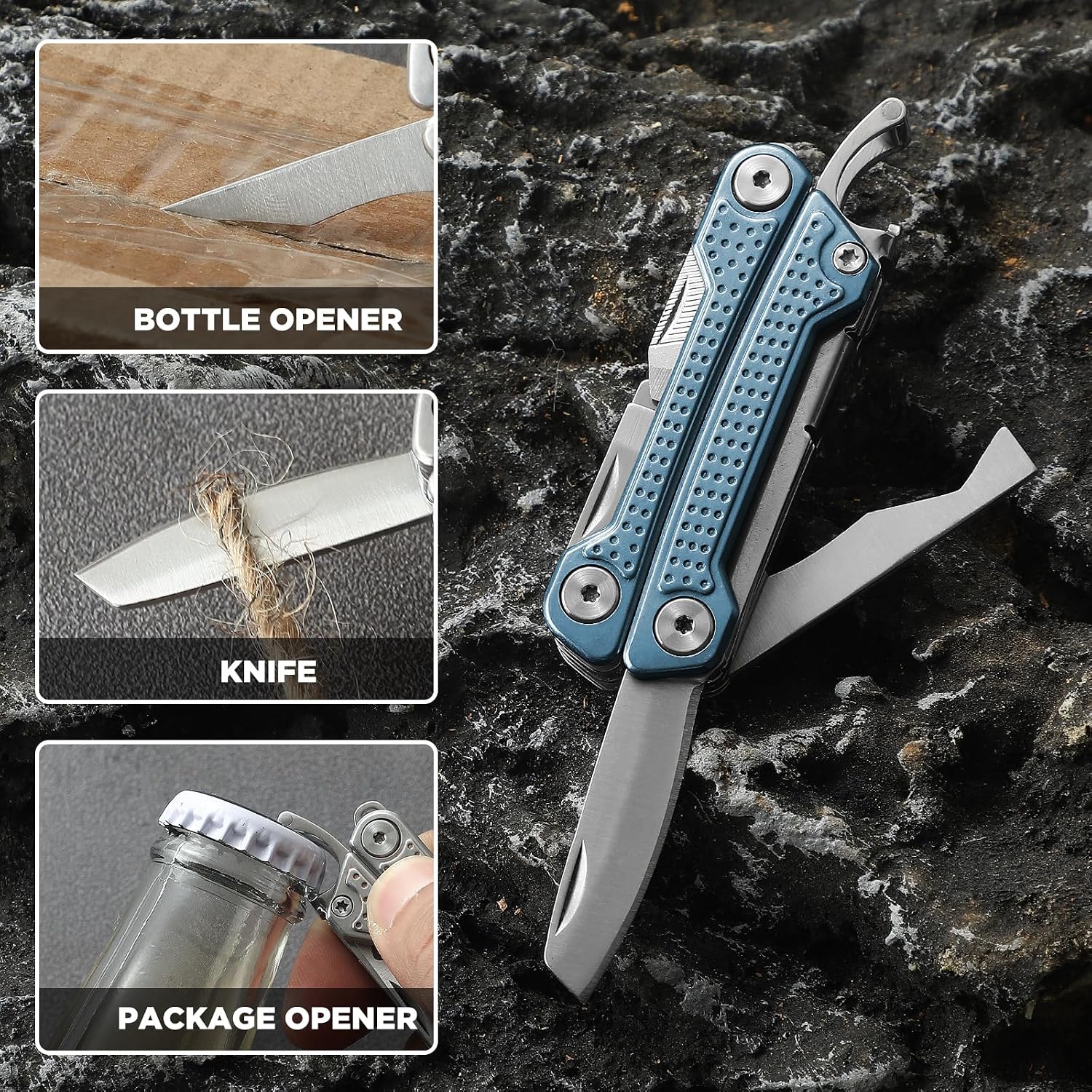 VIRENKNIFE Multitool,11-in-1 Mini EDC Multitool, Gifts for Men, Stainless Steel Multi Tool Pliers with Pocket Knife