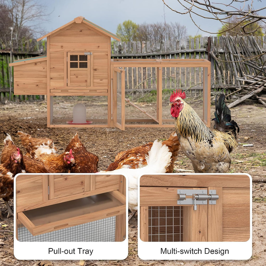 Wooden Chicken Coop for 2-5 Chickens Outdoor Wooden Hen House Poultry Pet Hutch for Backyard Outdoor w/Tray Run Cage