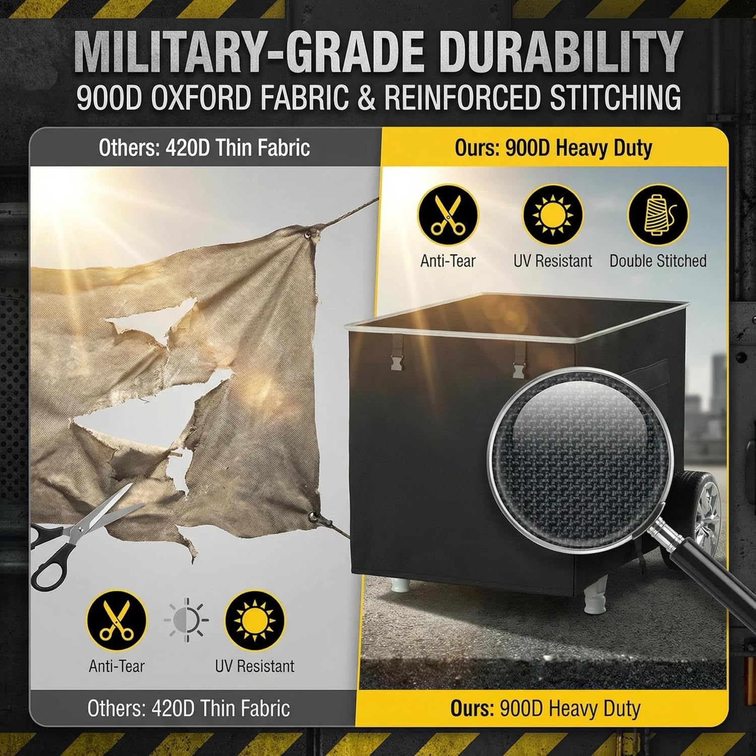 [New Upgraded] 900D Heavy Duty Waterproof Generator Cover, Generator Cover for Outside, 32"L x 24"W x 24"H Cover
