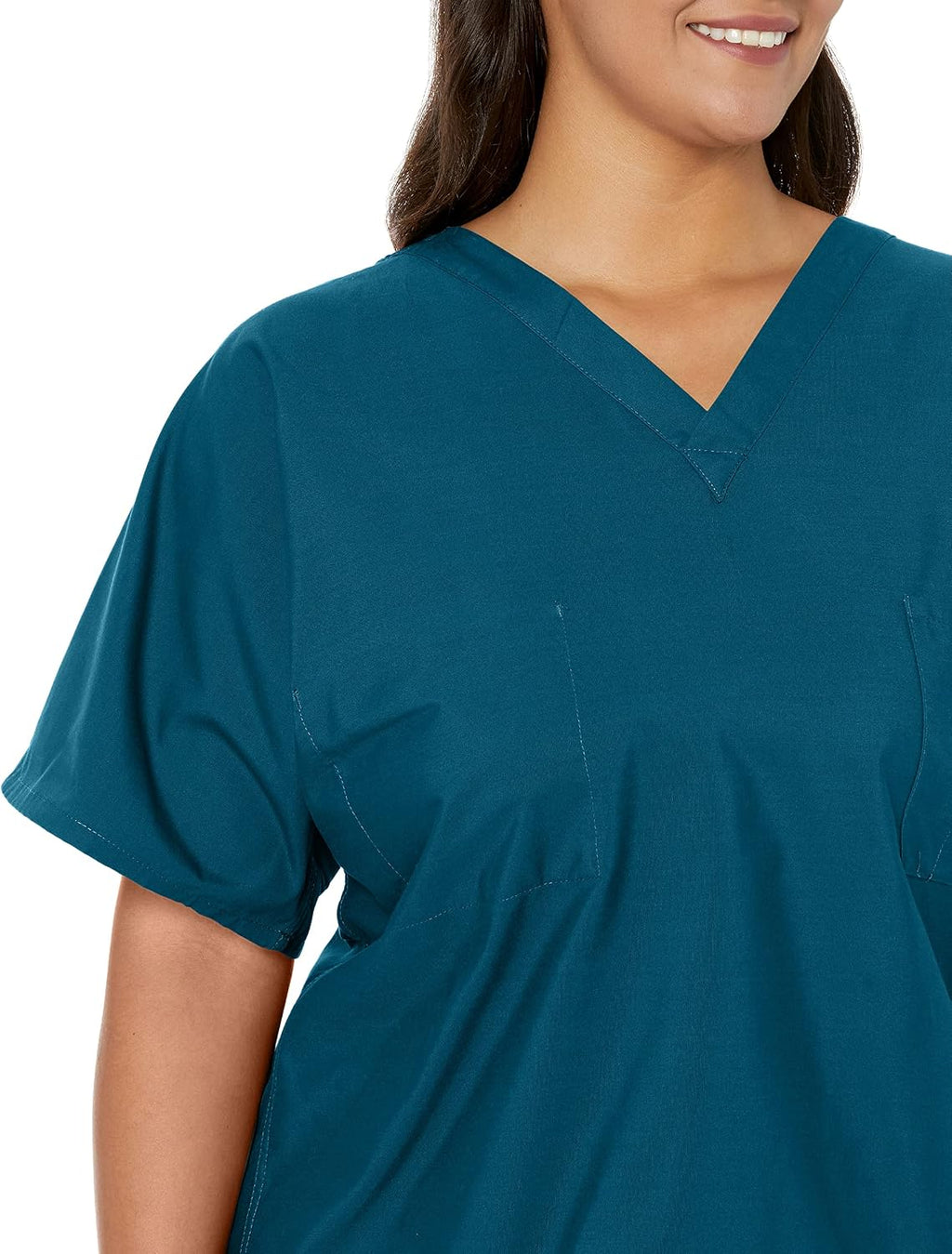 Essentials Unisex Relaxed Fit 1-Pocket V-Neck Scrub Top 7502 Caribbean Blue