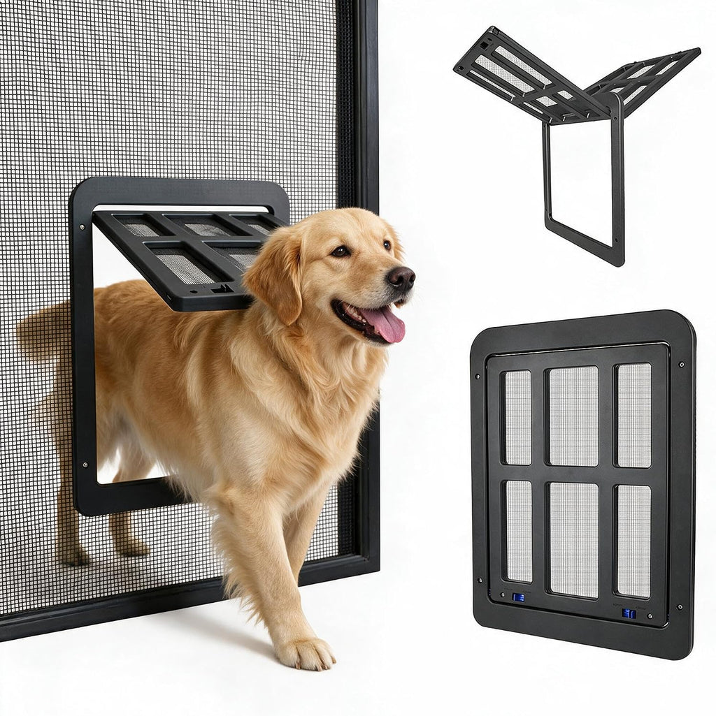Dog Screen Door for Sliding Screen Door, Flap Opening 11.2" x 14.4", Screen Door with Magnetic Doggie Door Built-in