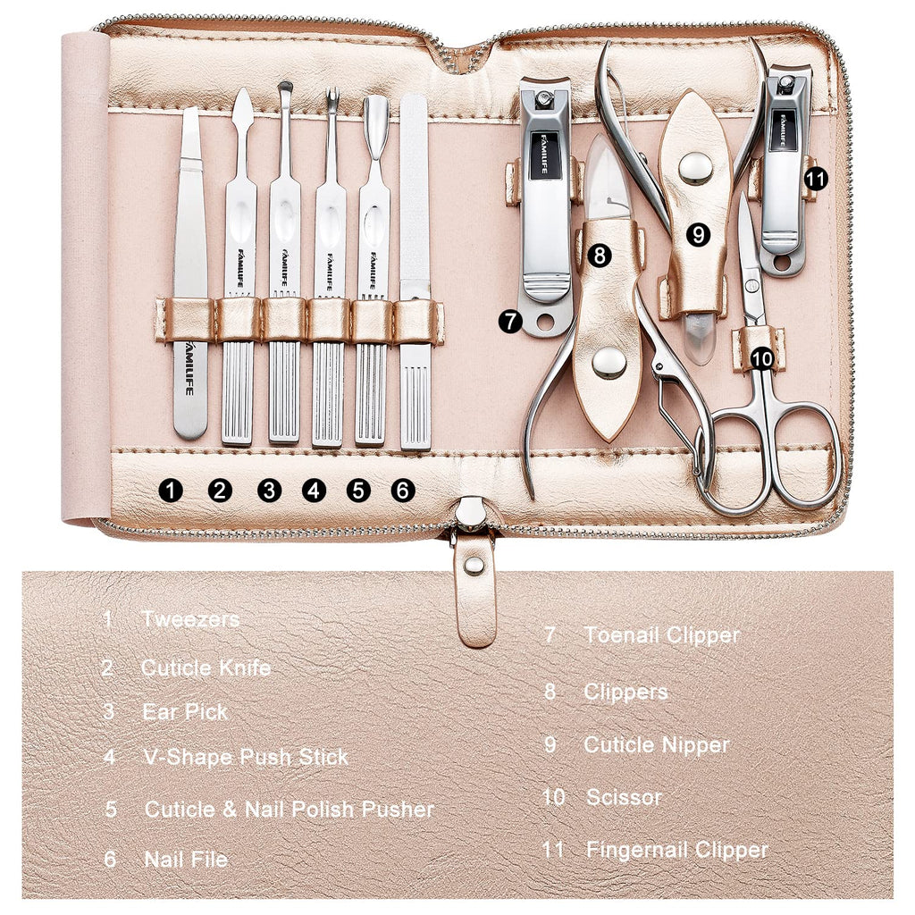 Stainless Steel Manicure Set 11-in-1 Professional Nail Clipper Kit