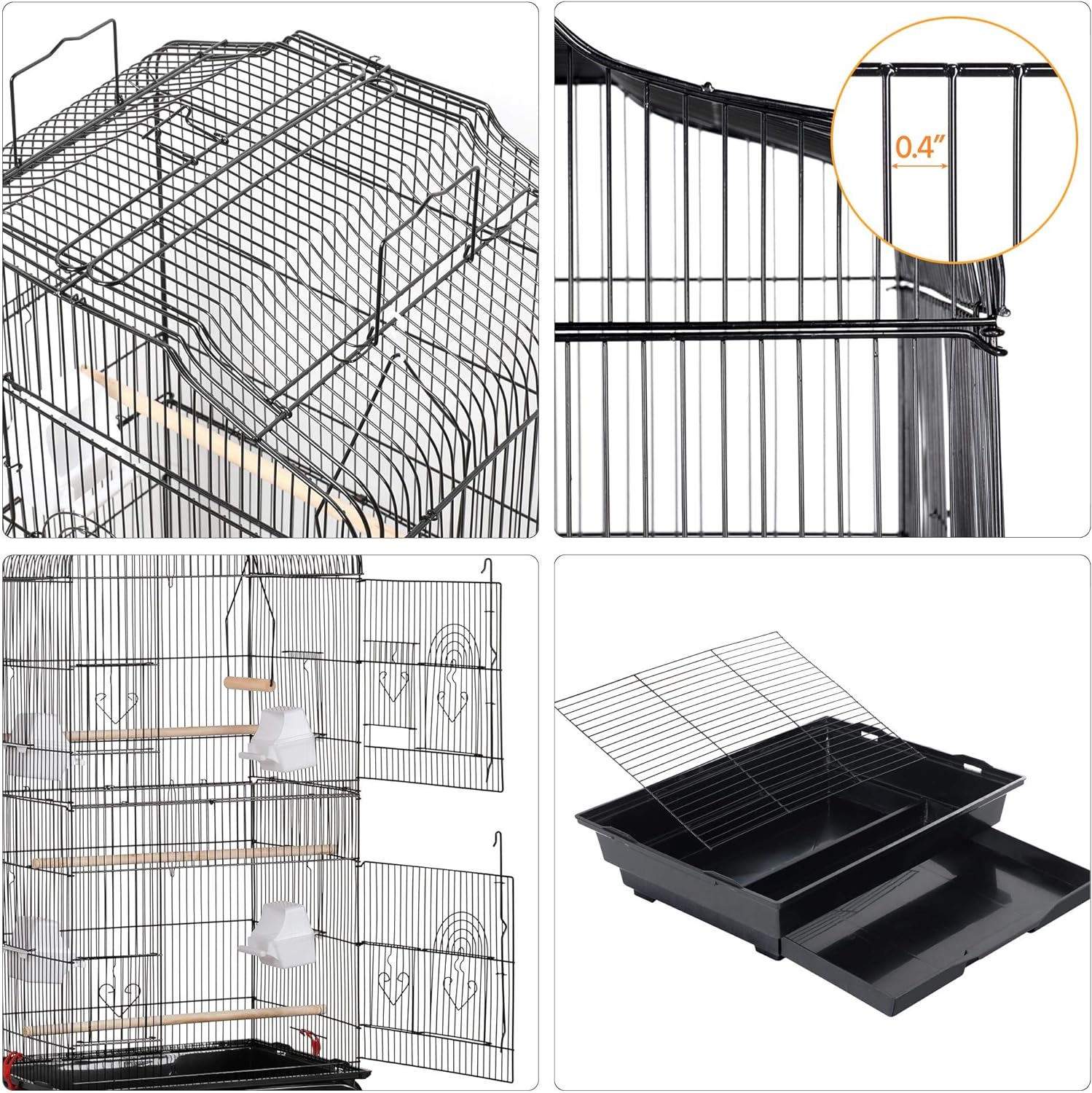 41-inch Open Top Medium Bird Cages for Parakeets Finches Canaries Lovebirds Small Quaker Parrots Cockatiels Budgie