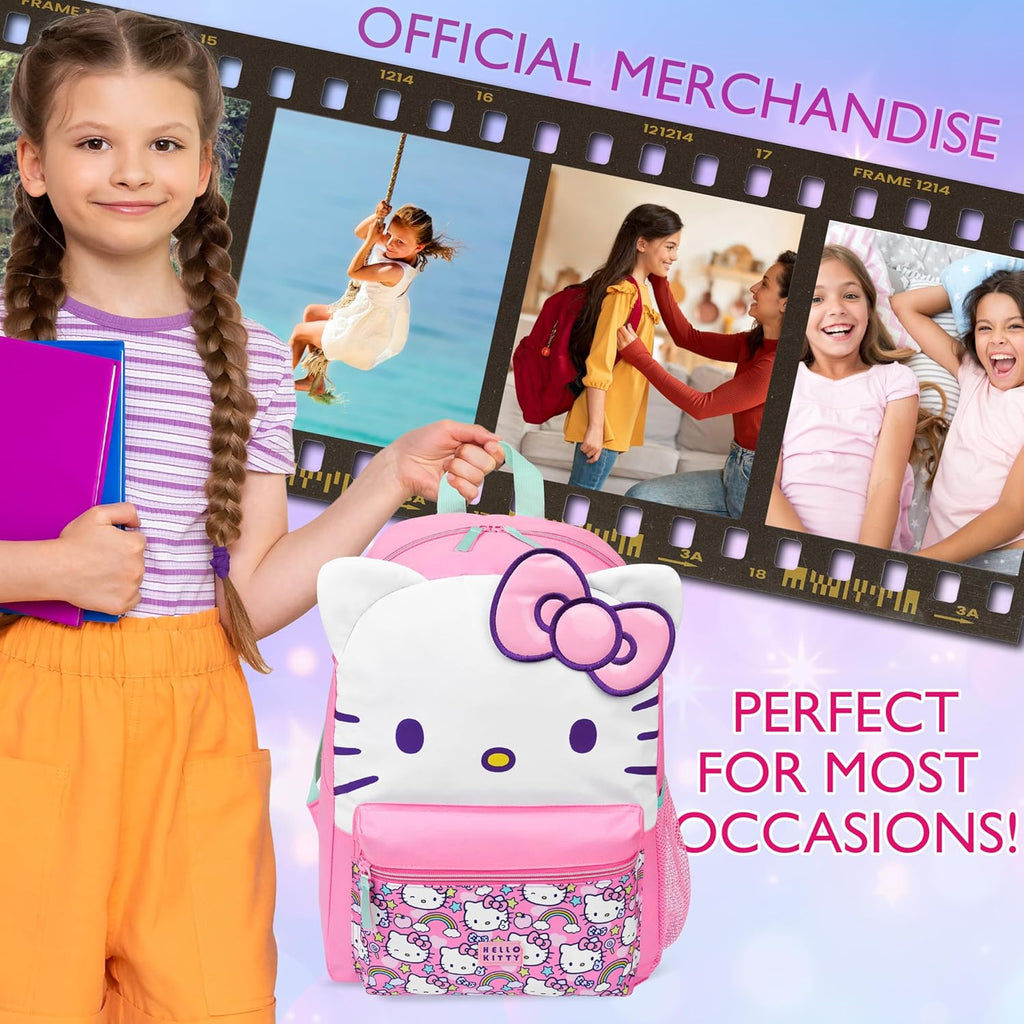 Sanrio Backpack for Girls 3D Bow Kawaii Anime Rucksack Daypack for Kids Cute Stuff Back to School Supplies Backpacks