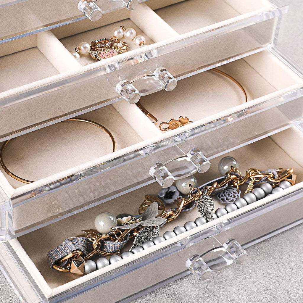Acrylic Jewelry Box,5-Layer Jewelry Organizer with Drawers | Jewelry Storage for Rings Earrings