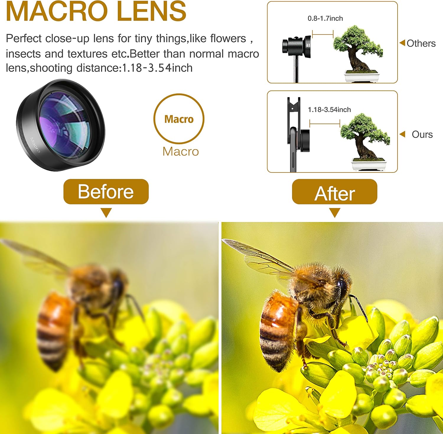 Phone Camera Lens,Upgraded 3 in 1 Phone Lens kit-198° Fisheye Lens + Macro Lens + 120° Wide Angle Lens,Clip on Cell