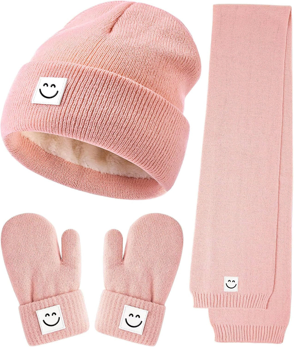 Baby Beanie Mittens Scarf Set,Toddler Kids Winter Hat and Thermal Gloves Neck Warmer Set for Girls Boys
