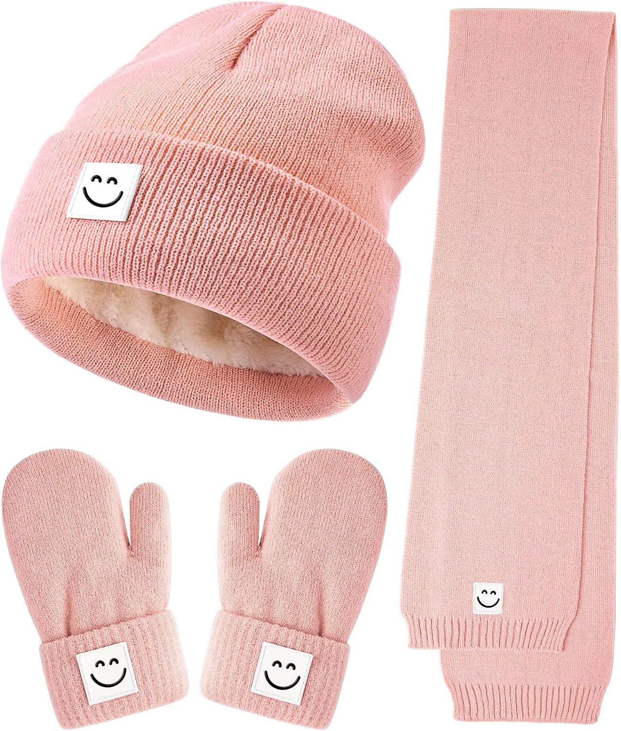 Baby Beanie Mittens Scarf Set,Toddler Kids Winter Hat and Thermal Gloves Neck Warmer Set for Girls Boys
