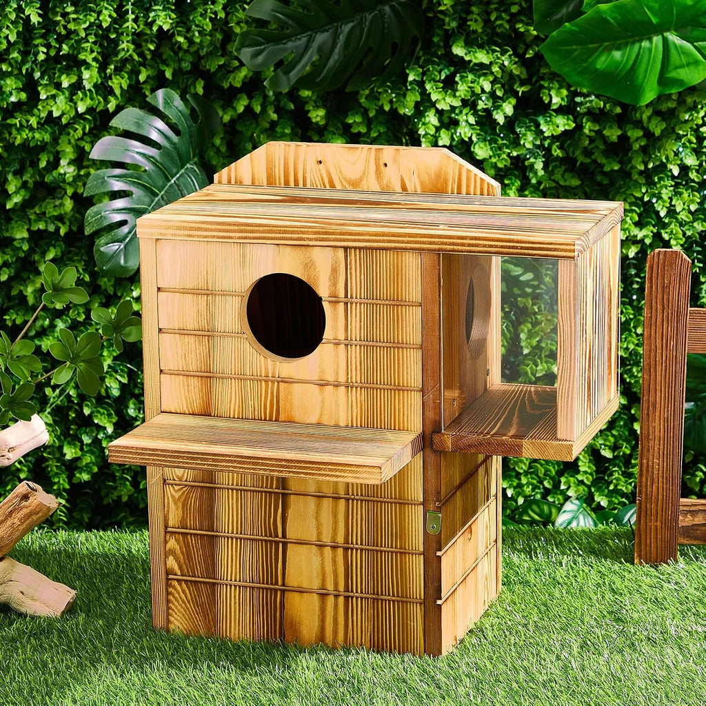2in1 Squirrel House Wooden Feeder Multi Platform,1 Floor, 2 Exit