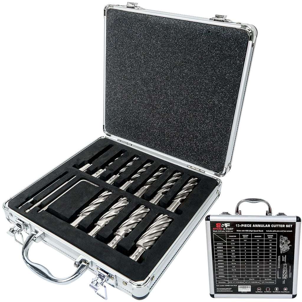 S&F STEAD & FAST Annular Cutter Set 13 Pc, Diameter 7/16 to 1-1/16", DOC 2"