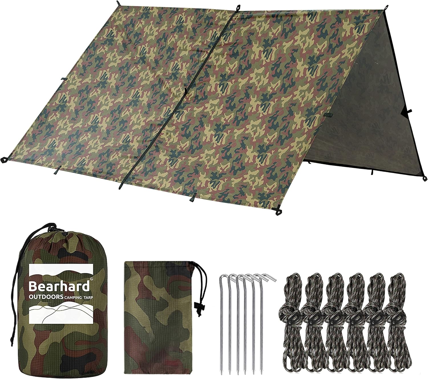 Waterproof Camping Tarp, Lightweight Hammock Rain Fly, UV Protection and PU 3000mm Waterproof Backpacking Tarp, Tent
