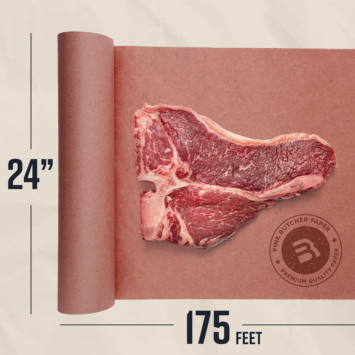Pink Butcher Paper Roll for Smoker, 24" x 175', Made in USA