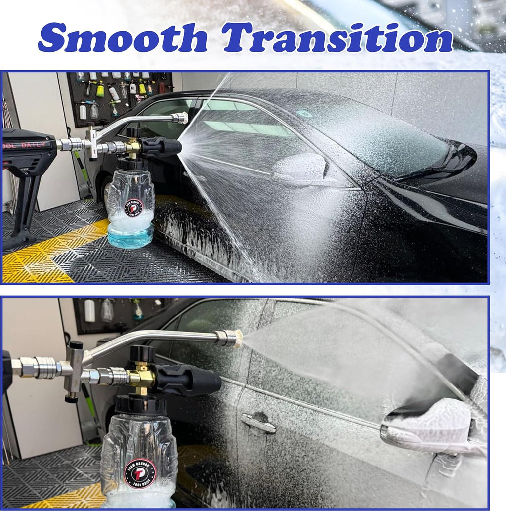 Pressure Washer Foam Cannon with Dual Connector, 1 Liter | Double Tip Attachment for Soap Cannon, 5 Power Washer