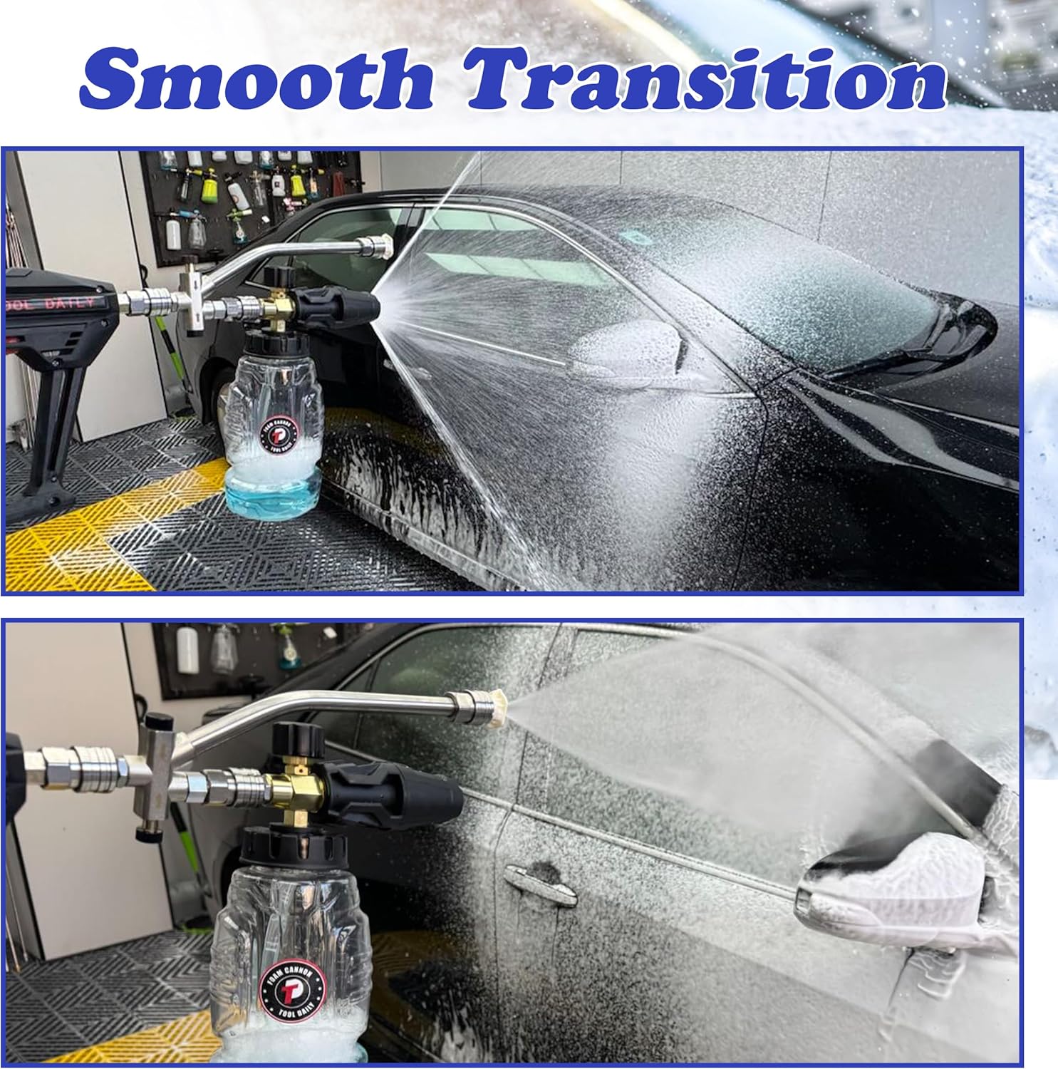 Pressure Washer Foam Cannon with Dual Connector, 1 Liter | Double Tip Attachment for Soap Cannon, 5 Power Washer
