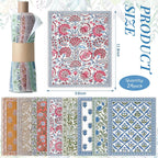 24 Pack Reusable Paper Towels Washable Cloths, Indian Block Print