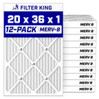 20x36x1 Air Filter MERV 8, AC Furnace Filters (12-Pack)