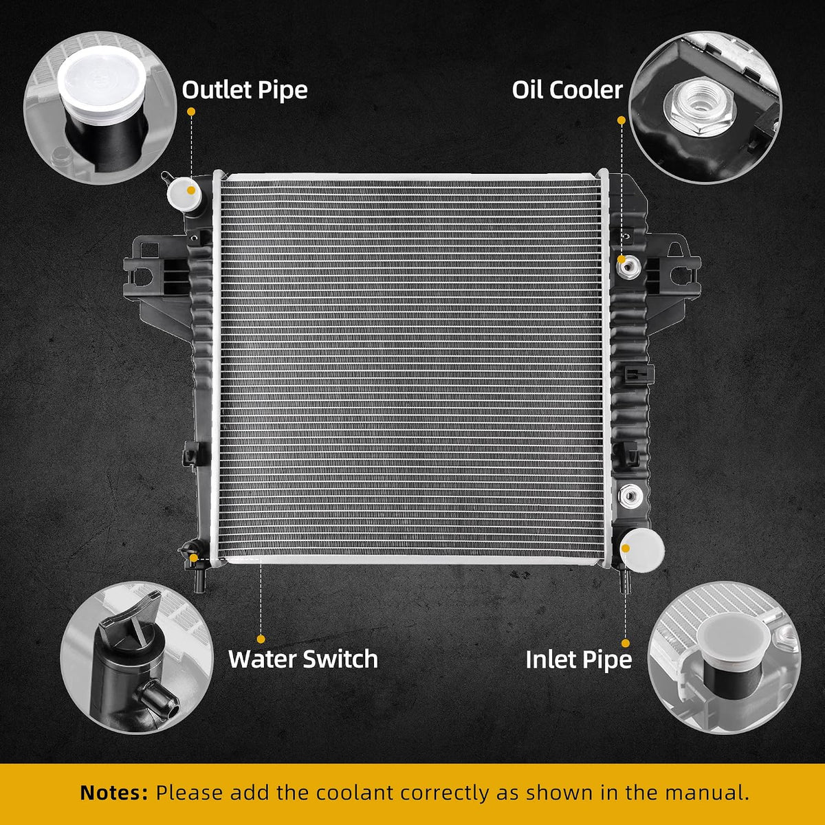 DWVO Complete Radiator Compatible with 2002-2006 Jeep Liberty CU2481
