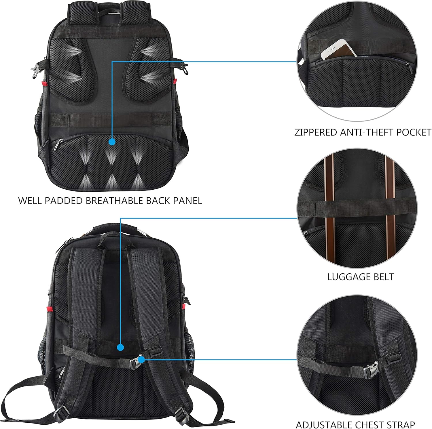 Travel Laptop Backpack 17.3 Inch XL Computer Backpack with Hard Shell Saferoom RFID Pockets Water-Repellent Business