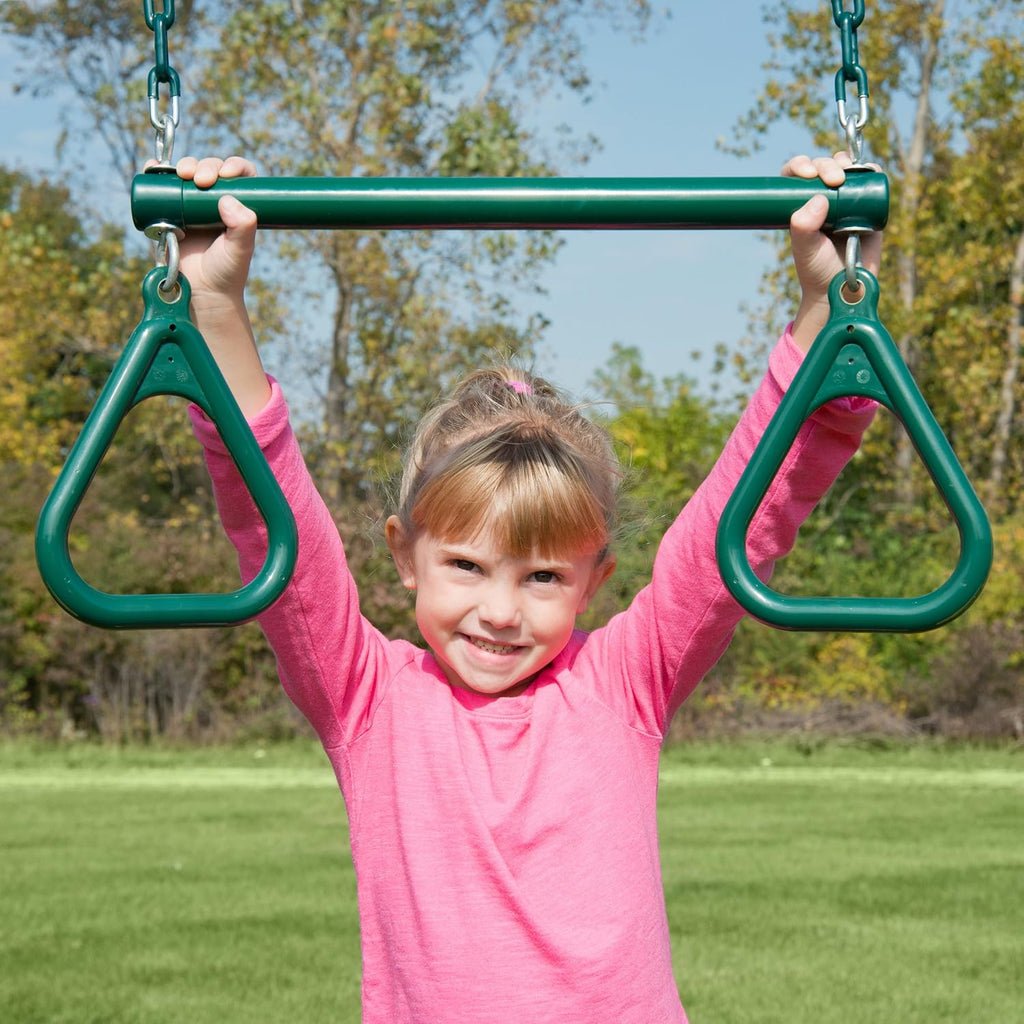 WS 5103 Two Extreme Duty Green Swing Seats with a Heavy Duty Ring/Trapeze Combo Swing Swing Set Refresher Bundle, Green