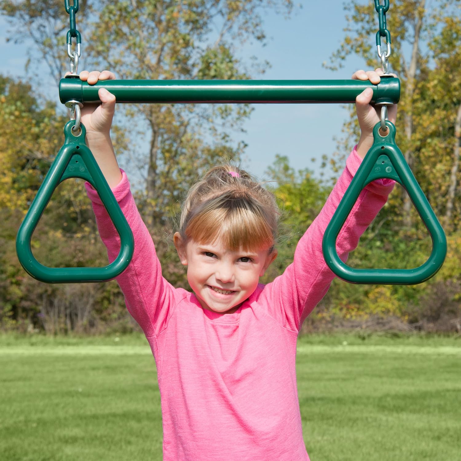 WS 5103 Two Extreme Duty Green Swing Seats with a Heavy Duty Ring/Trapeze Combo Swing Swing Set Refresher Bundle, Green