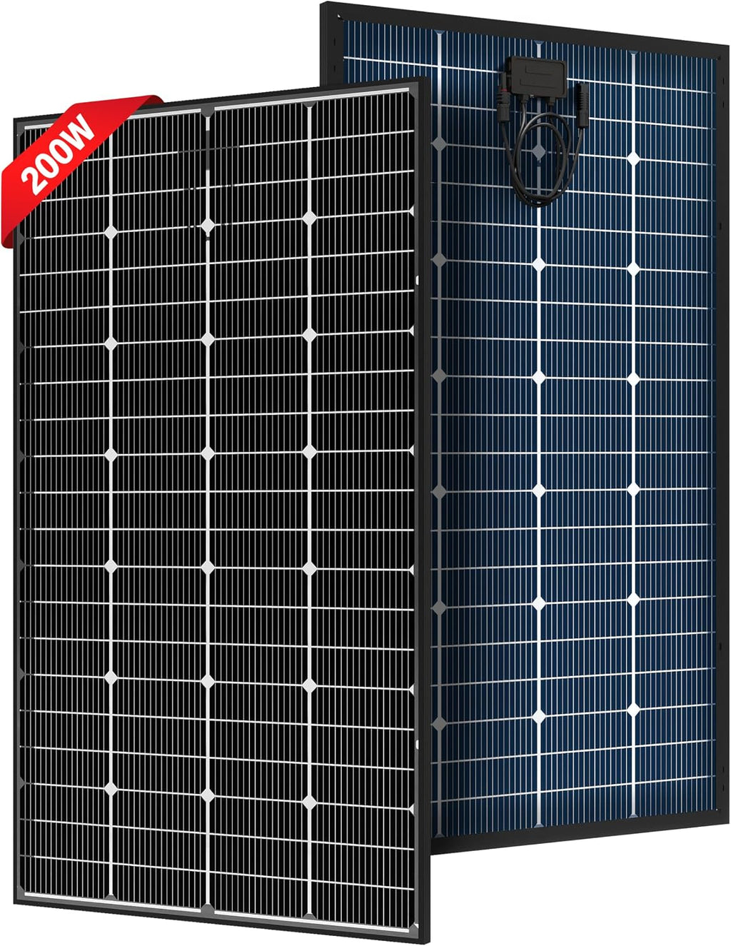 Bifacial 200 Watt Solar Panel, 16BB N-Type 200W 12V 25% High Efficiency 200W Solar Panels, Monocrystalline Solar