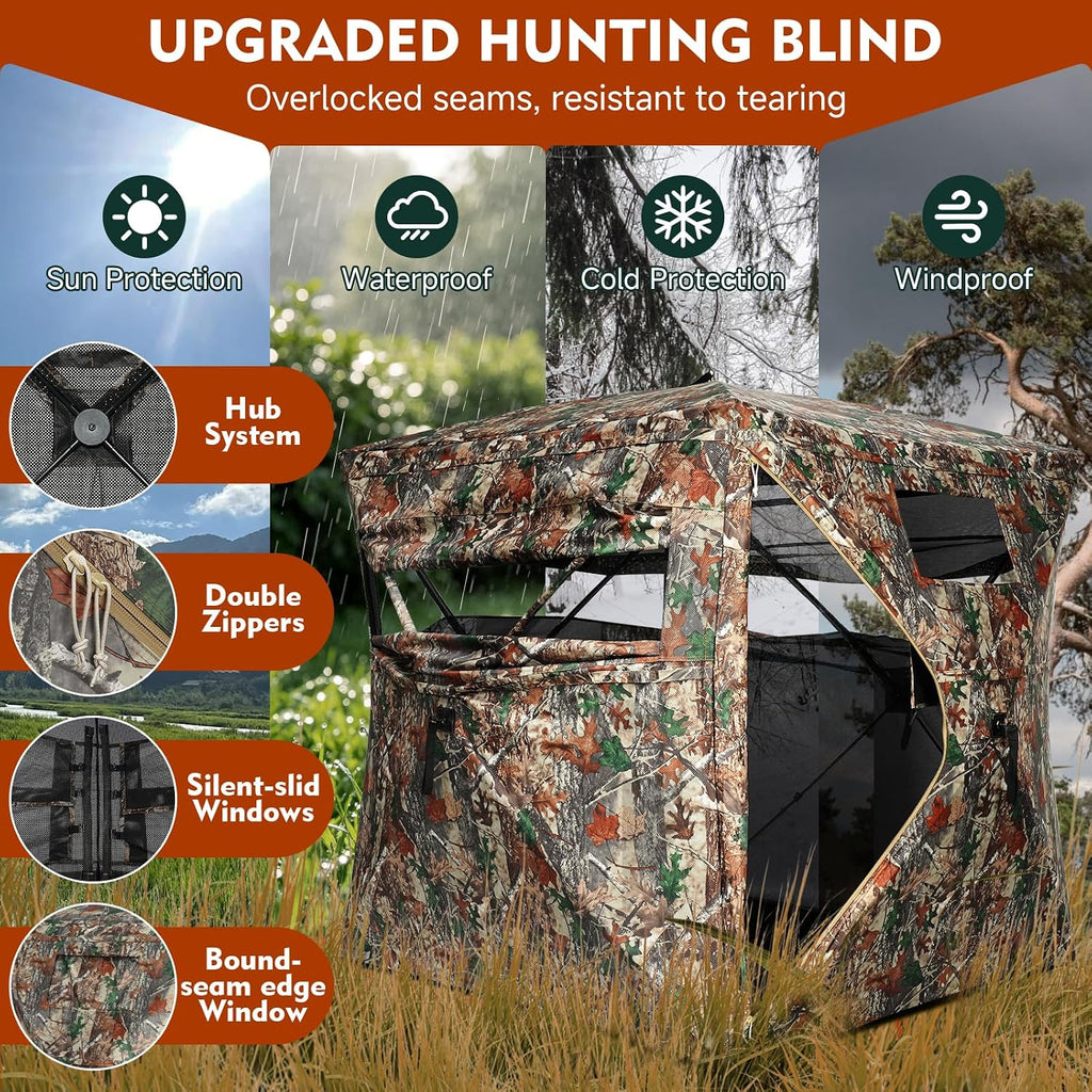 Hunting Blind with Carrying Bag, 270 Degree See Through Ground Blind, Pop Up Hunting Blind Portable Concealed