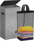 Laundry Hamper with Lid, Reinforced Sturdy Clothes Hamper with Anti-Puncture Base, Large Collapsible Laundry Basket