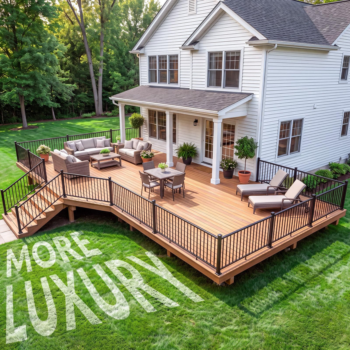 4 Pack 36 in x 6 ft Modular Aluminum Porch and Deck Railing Kit