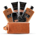 Luxury Mens Bath and Body Gift Set Basket For Him - Smoky Sandalwood - All Natural Skin Care Kit For Men w. Full Size