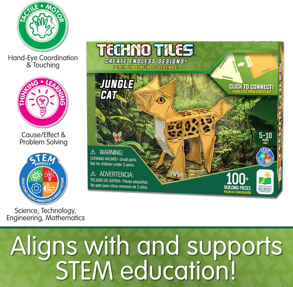 Techno Tiles - Jungle Cat | Construction Project with 100+ Building Pieces | STEM Projects for Kids Ages 5-10 |