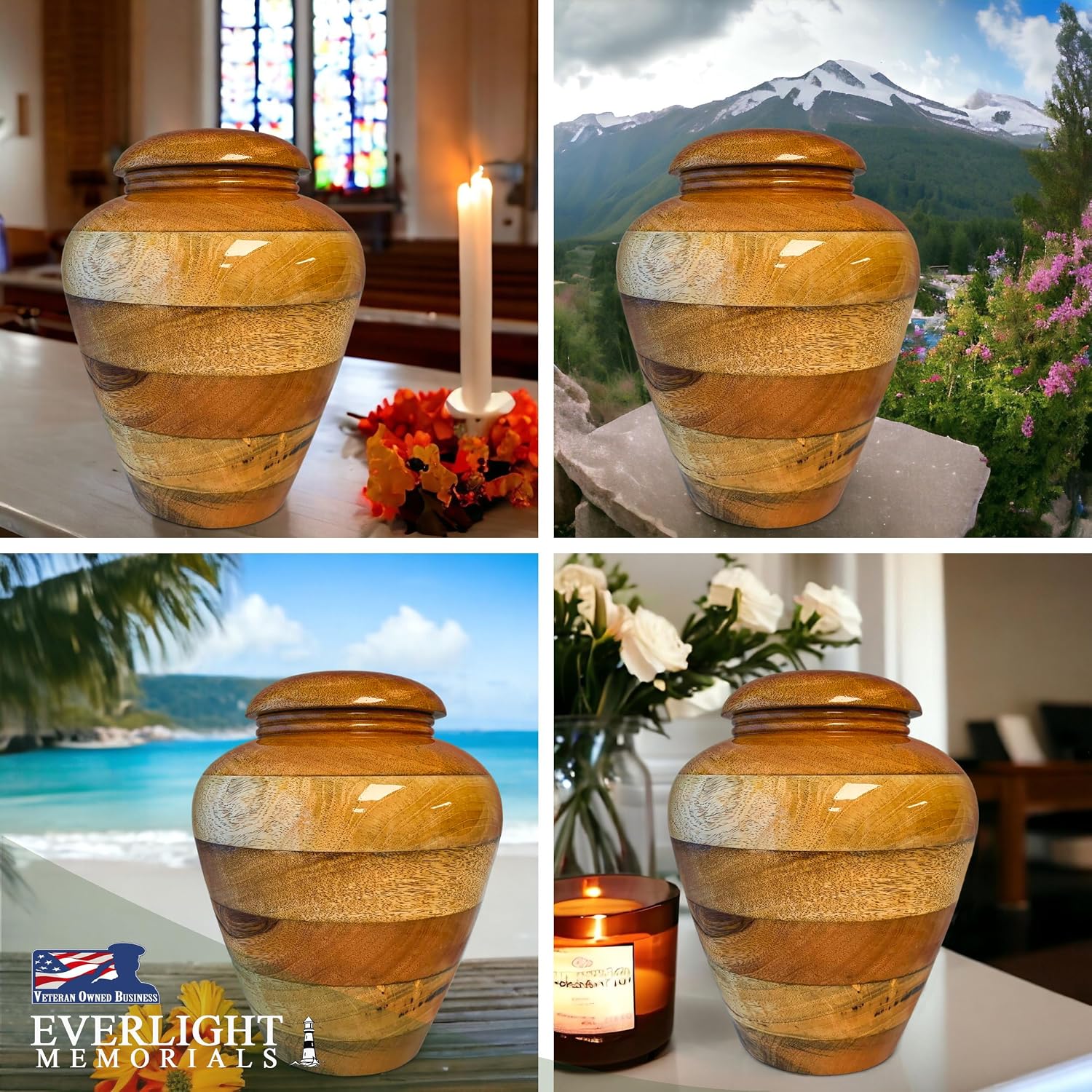 Handcrafted Mango Wood Urn for Human Ashes – Large Wooden Cremation Urn for Adult Men & Women – Natural Memorial Urn