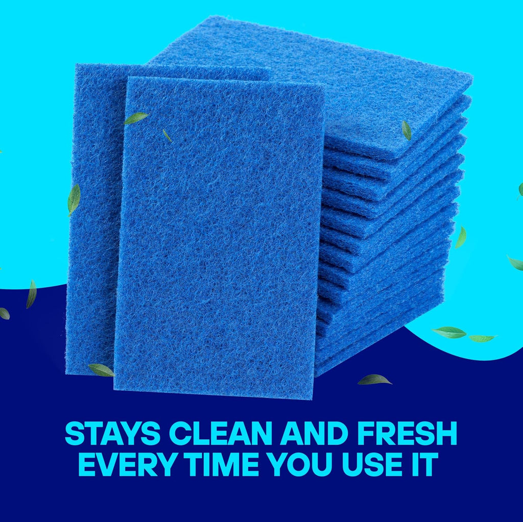 50 Pack Scouring Pad - Heavy Duty Scrub Pads for Cleaning Dishes - Non-Scratch Reusable Scrubbing - Blue