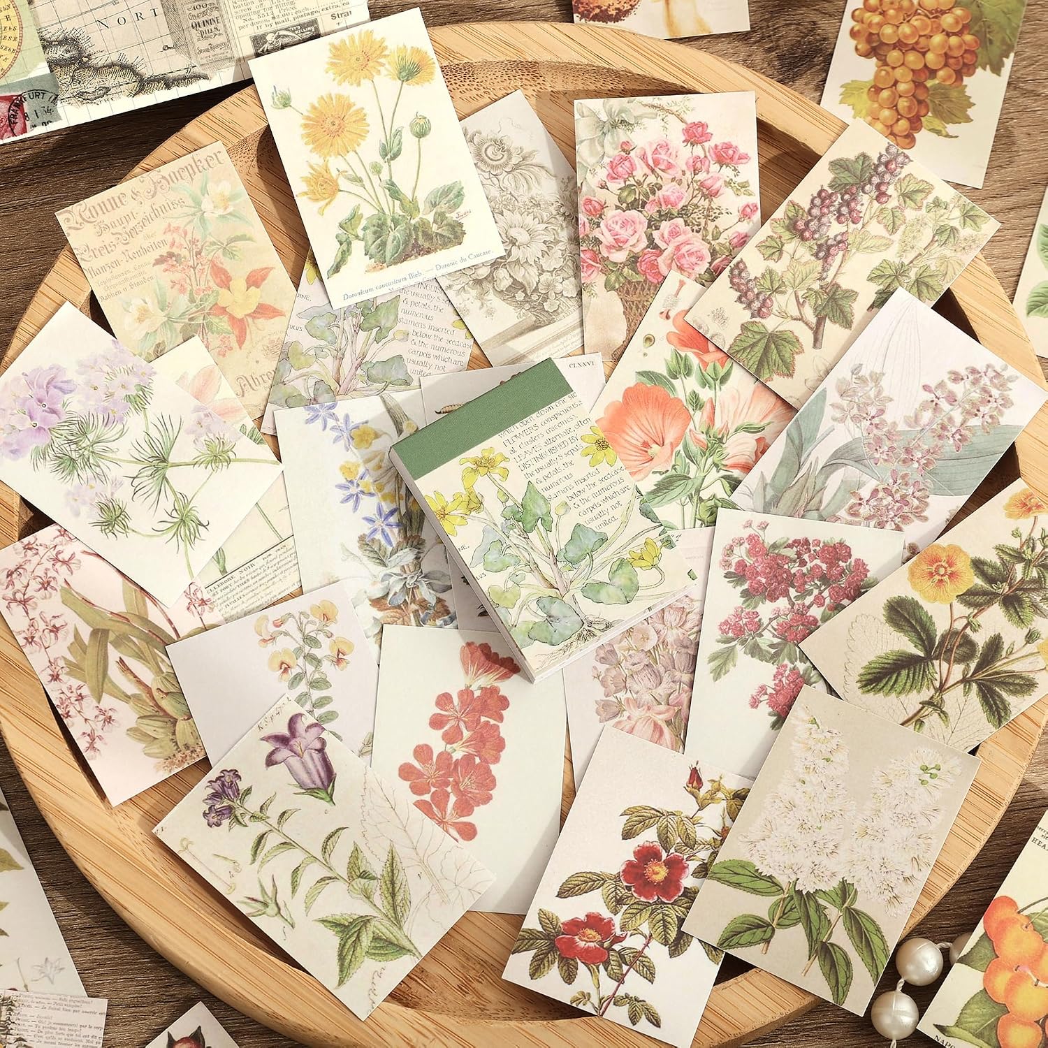 6 Sets 300 Pcs Washi Stickers Set Vintage Aesthetic Sticker Book for Journaling Decorative Scrapbook Floral Paper