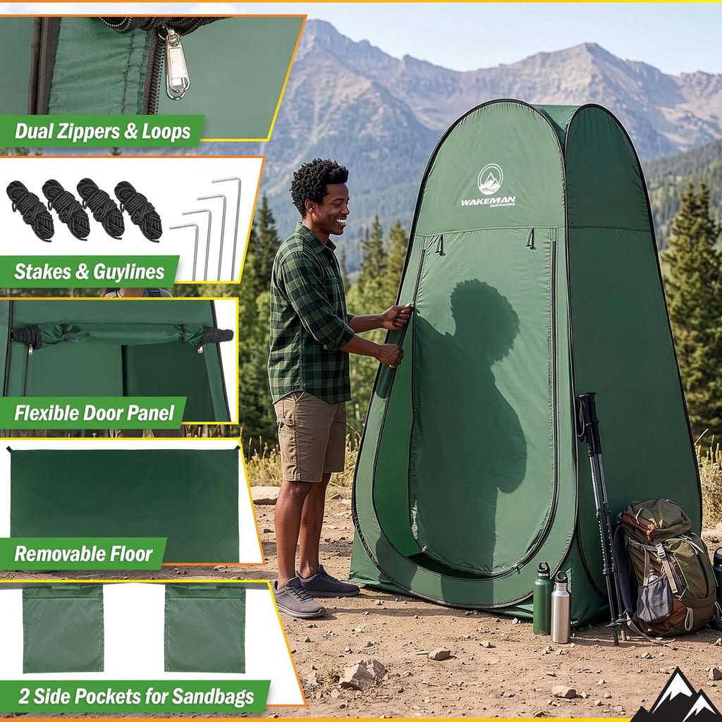 Pop Up Changing Tent, 3.3 x 3.3 x 6.2ft, Camping Shower Tent for Portable Toilet Stall or Dressing Room with Carry
