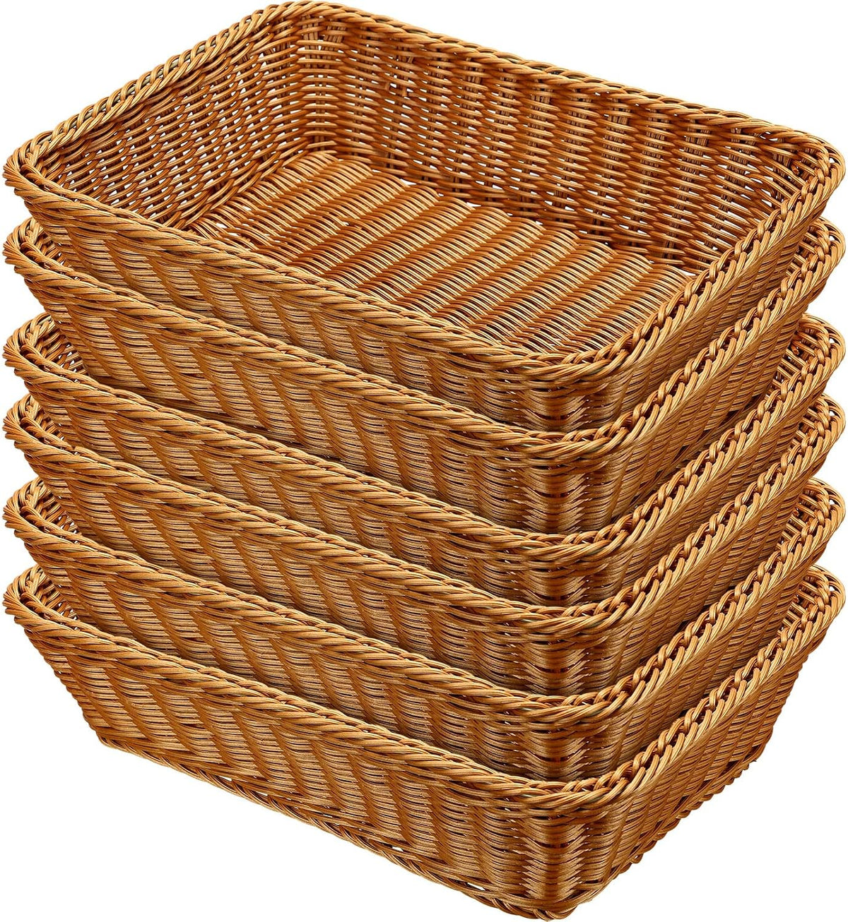 6 Pack Wicker Bread Baskets Woven Serving Basket, 15.8 Inch
