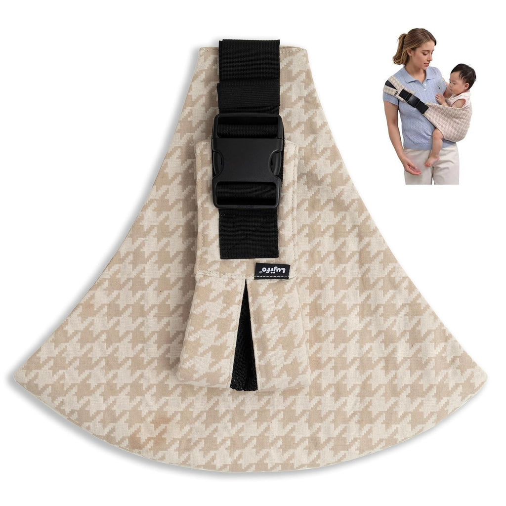 Baby Sling Carrier for Toddler, Houndstooth Baby Carrier Sling, Premium Cotton Linen Adjustable in Both Front and