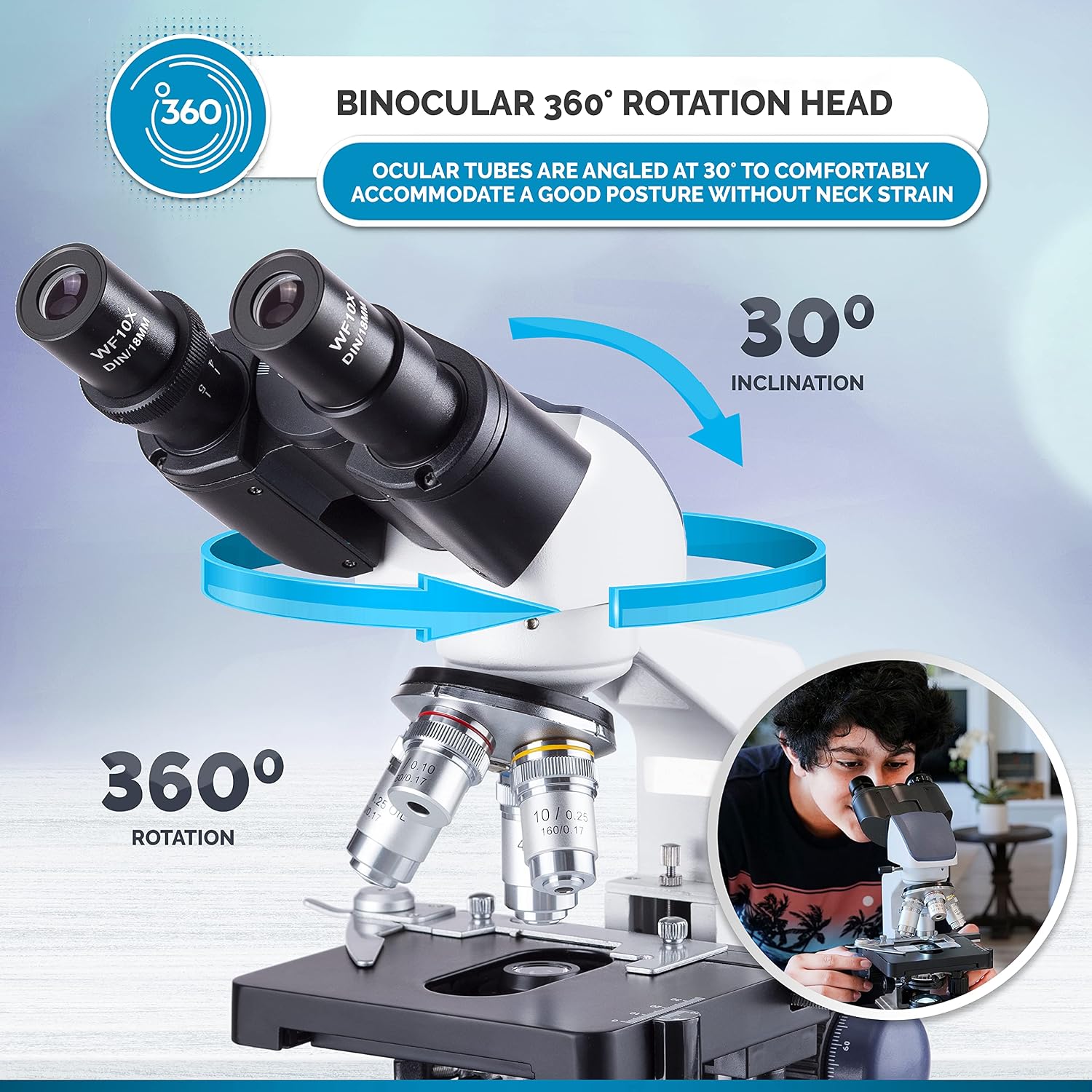 B120C-E1 Series & Professional LED Binocular Compound Microscope | 40X-2500X Magnification Range 1MP CMOS Sensor USB