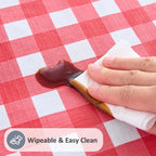 Vinyl Tablecloth with Flannel Backing-Gingham Rectangle 8 Foot Table Cloth