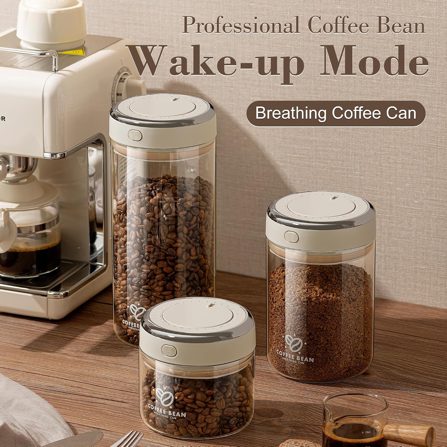 Coffee Bean Storage Container with One-way Valve Airtight Lid Date Tracker for Coffee and More Food Fresh and