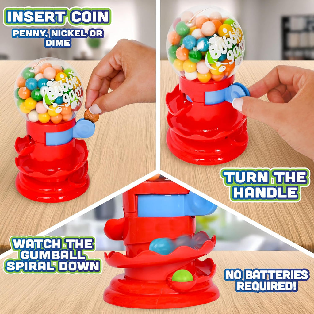 Toymendous Gumball Machine for Kids - Candy Dispenser Piggy Bank - 50 Count