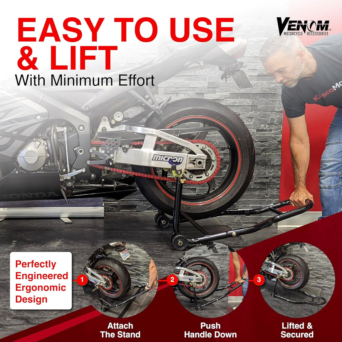 Sport Bike Motorcycle Rear Wheel Swingarm Spool Lift Stand Paddock Stands Compatible with Yamaha Honda Kawasaki