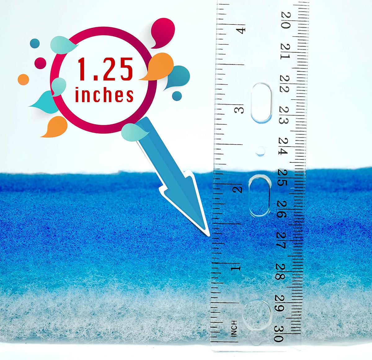 Koi Pond and Aquarium Filter Media Roll - 12 Inches by 72 Inches by 1.25 Inches (6 ft) - Cut to Fit - Durable - Fish