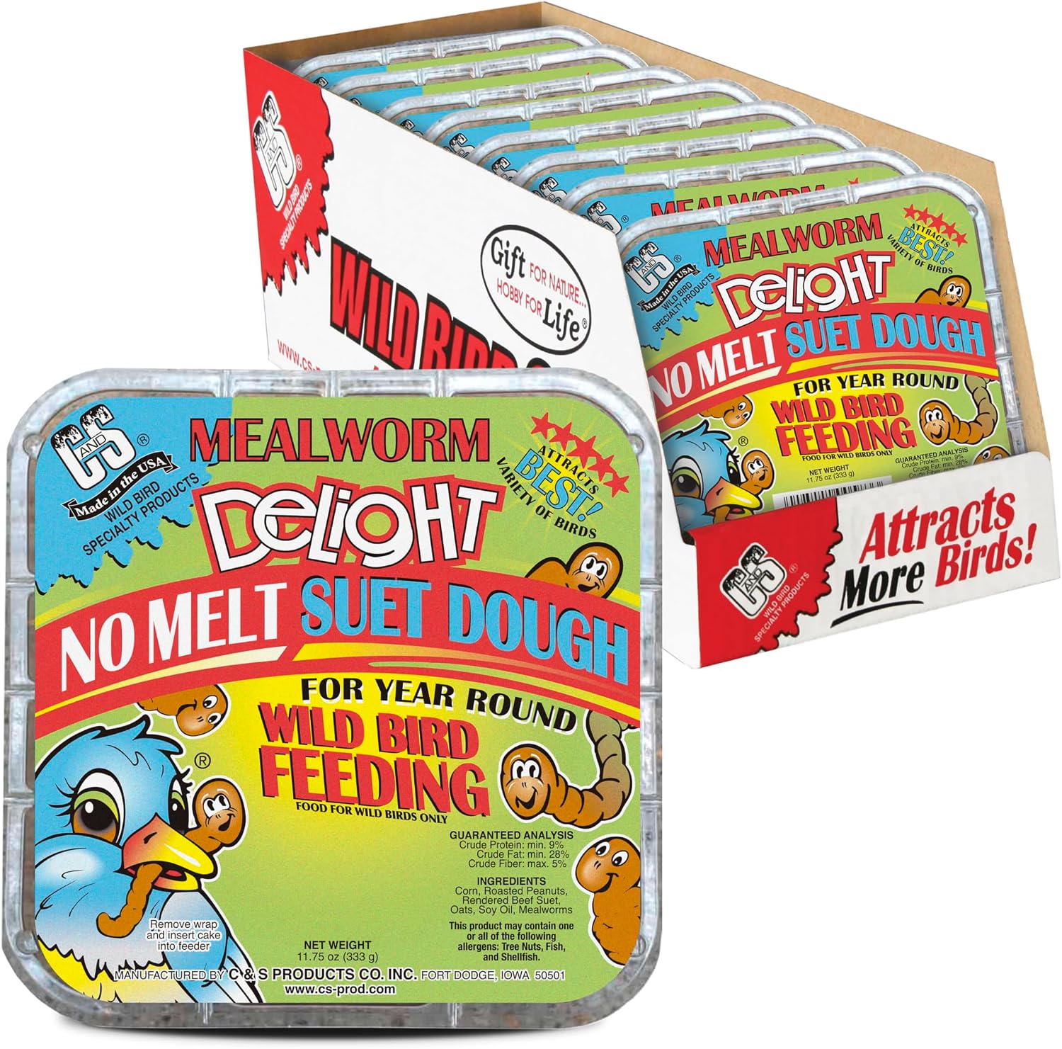 Mealworm Delight No Melt Suet Dough, Suet Cakes for Wild Birds | Mealworm suet, year-round no melt formula up to