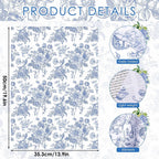 Floral Tissue Paper Bulk, Vintage Blue & White Flower Tissue Paper for Gift Bags, Wrapping, Crafts, Decoupage Art