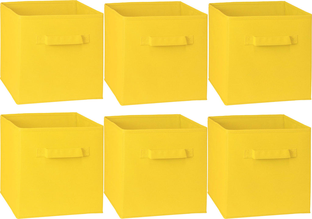 11-Inch Foldable Cube Storage Bins, Yellow, 6-Pack