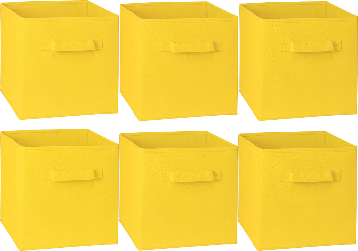 11-Inch Foldable Cube Storage Bins, Yellow, 6-Pack
