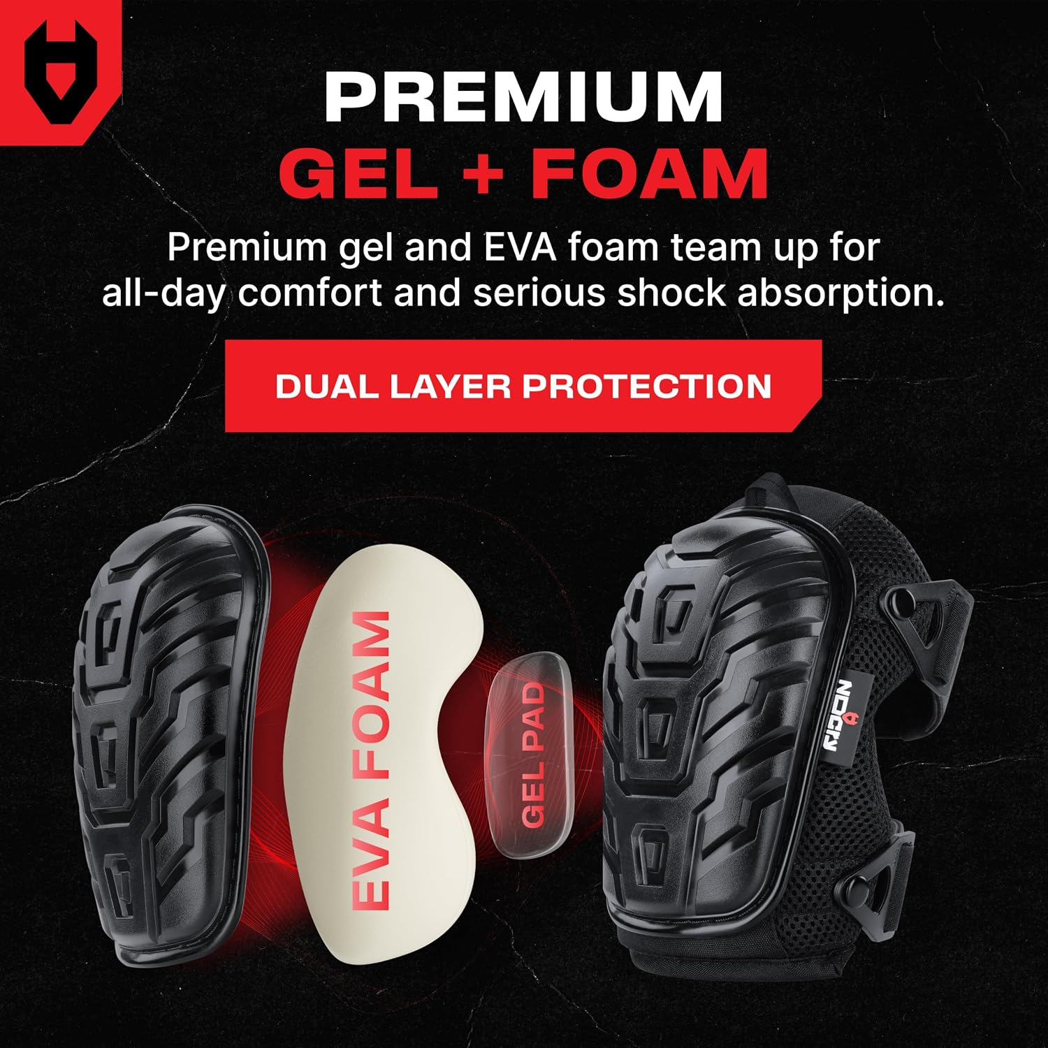 Professional Gel Knee Pads for Work with Soft Foam and Gel Cushion — Heavy Duty Cap, Reinforced Adjustable Straps