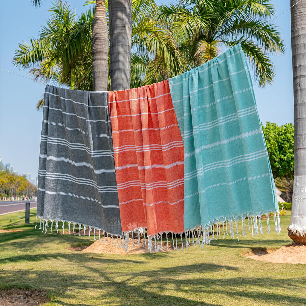 Turkish Beach Towel, 36"x71" Quick Dry Sand Free Oversized, Thinner Coral | Bath Pool Swim Towel, Lightweight Travel